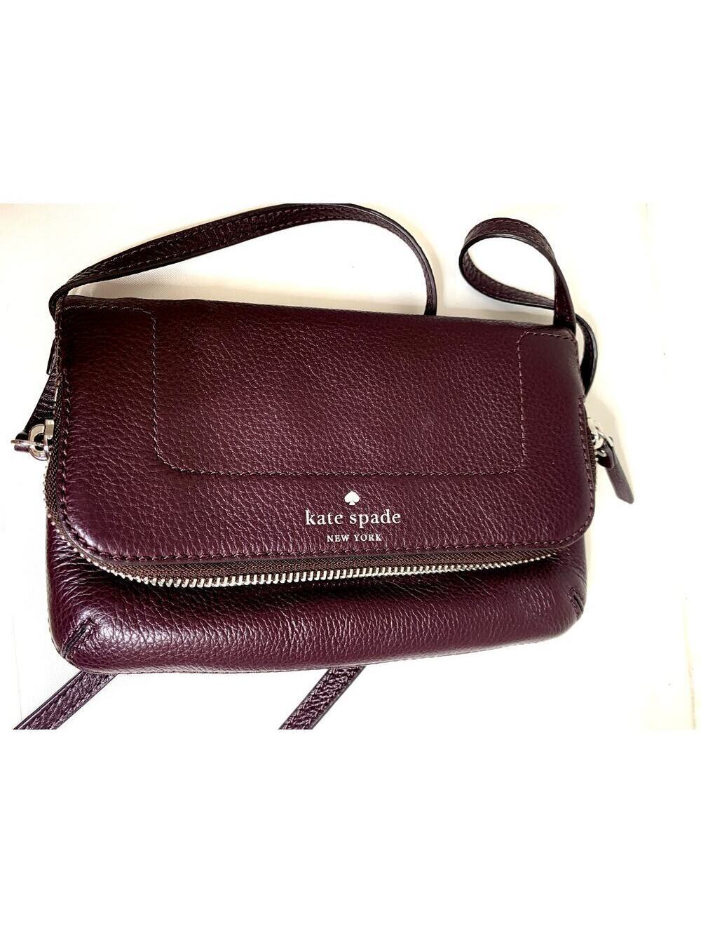 Kate Spade New York Mariana Mansfield Leather Crossbody Magnetic Closure Plum